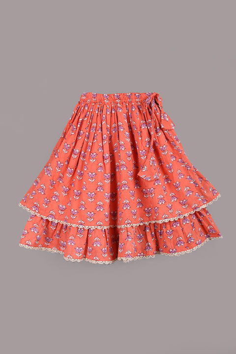 Peach Pure cotton blouse and lehenga set