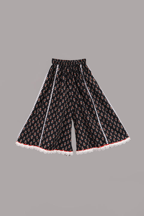 Black pure cotton top and flared sharara set
