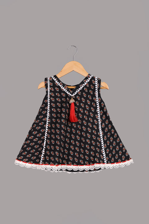Black pure cotton top and flared sharara set