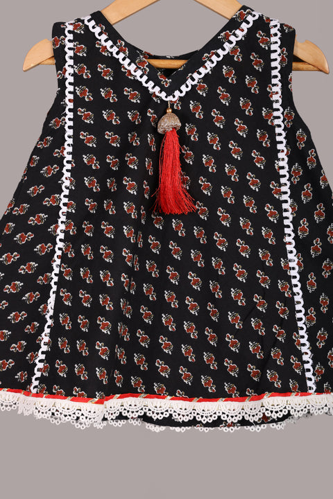 Black pure cotton top and flared sharara set