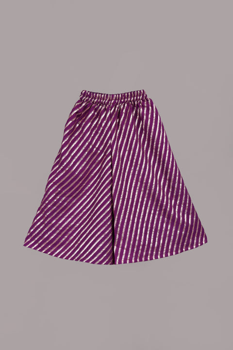 Purple Silk Chanderi Blouse with Flared Pallazo