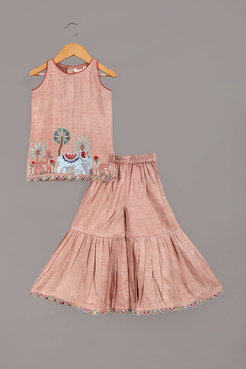 Brown Silk sharara set