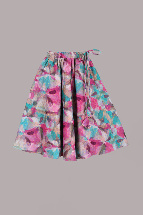 Pink Silk Print Lehenga Set