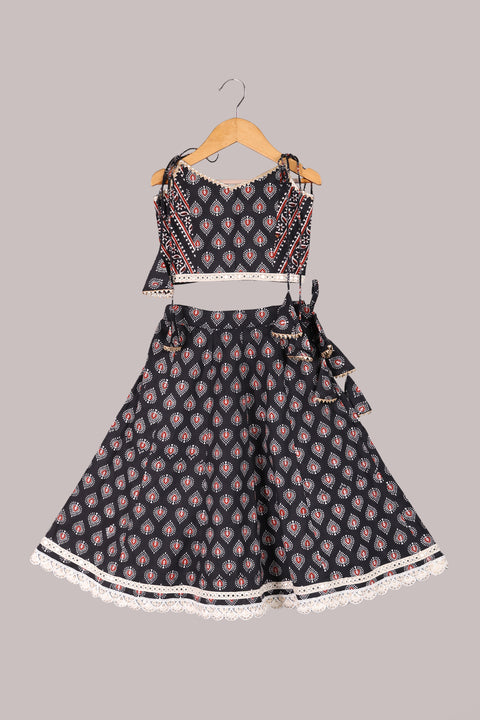 Black Pure cotton Lehenga and Blouse set