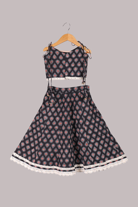 Black Pure cotton Lehenga and Blouse set