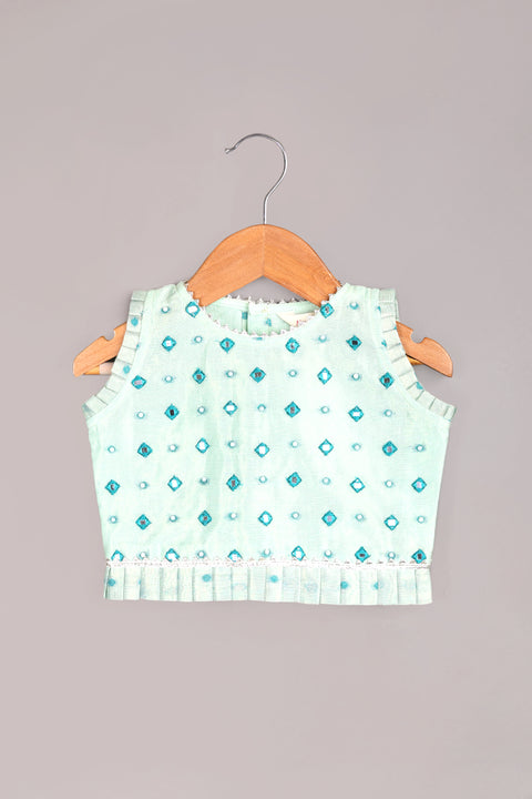 Sea Green Tissue Chanderi Lehenga Set