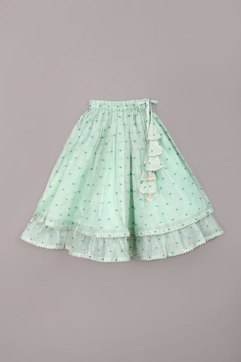 Sea Green Tissue Chanderi Lehenga Set