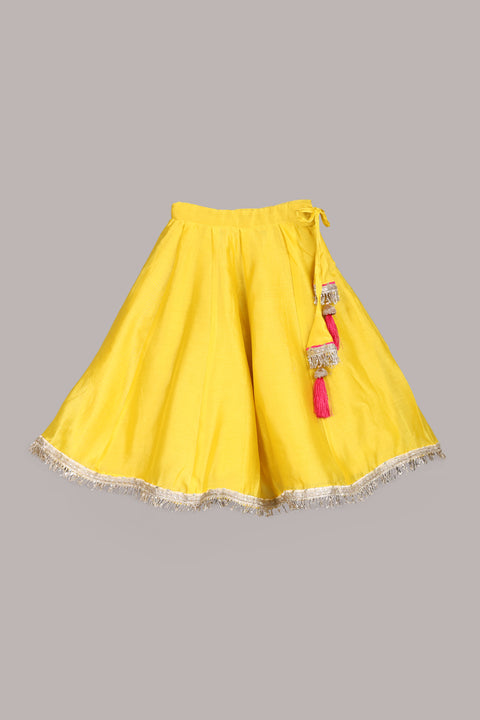 Yellow pure silk Chanderi Lehenga set