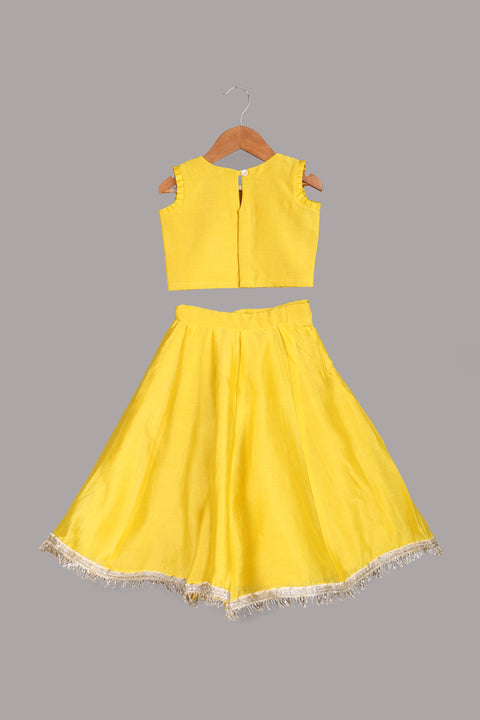 Yellow pure silk Chanderi Lehenga set