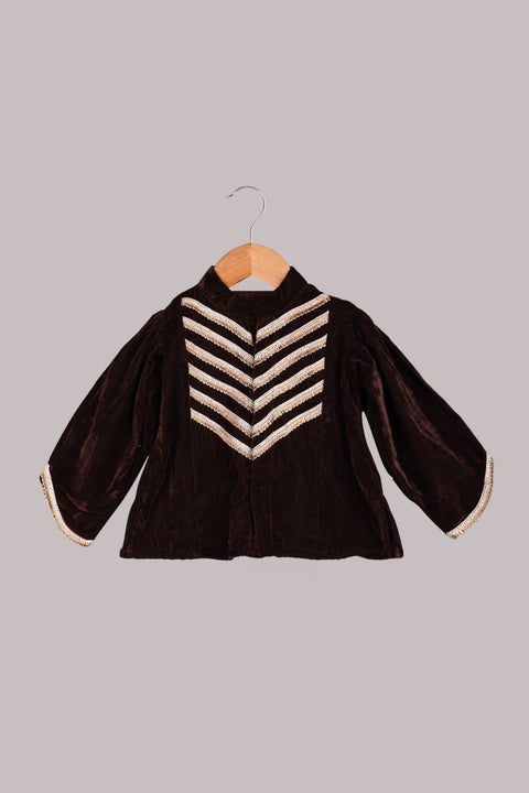 Dark brown Velvet Lehenga set