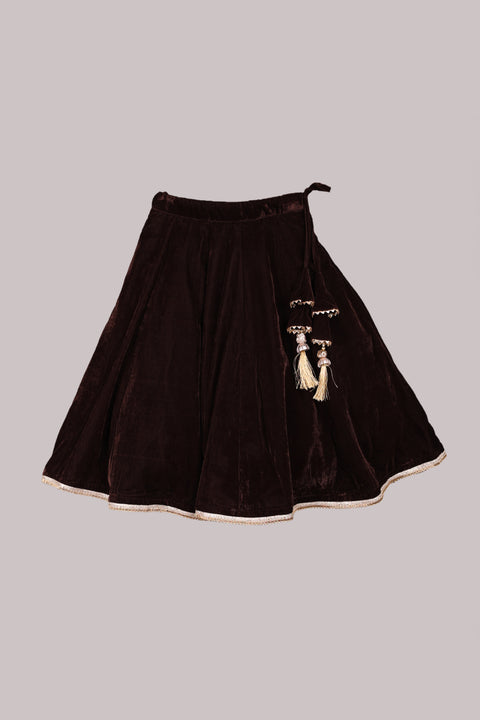 Dark brown Velvet Lehenga set