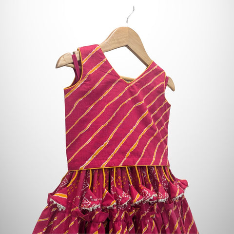 Pink Bandhini Lehenga set