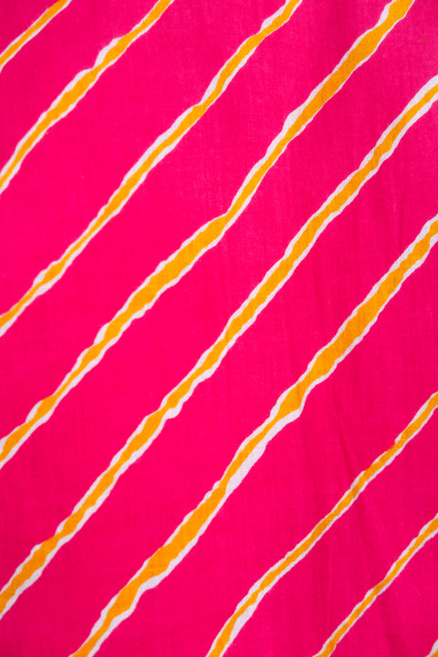 Off-White Kurta Pajama with Pink Leheriya waist jacket