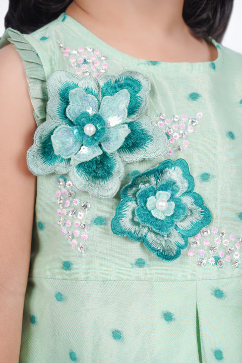 Sea Green Peplum Top with Flared Kali Palazzo