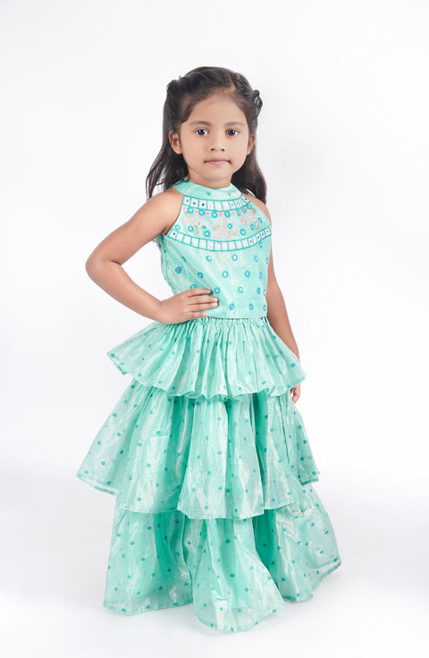 Sea Green Ruffle Lehenga Set