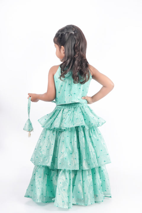 Sea Green Ruffle Lehenga Set