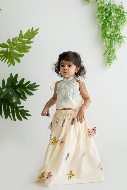 Offwhite Lehenga blouse and  Offwhite Kurta Pajama