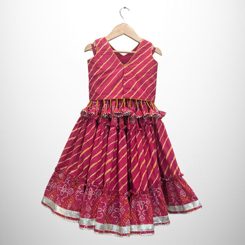 Pink Bandhini Lehenga set