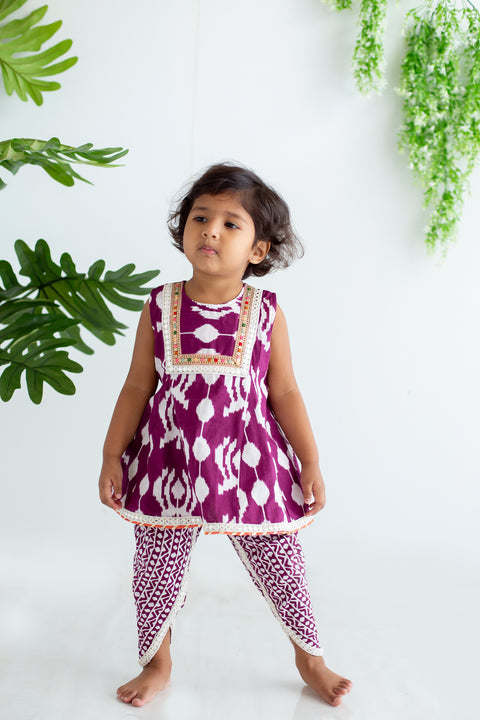 Purple Dhoti set