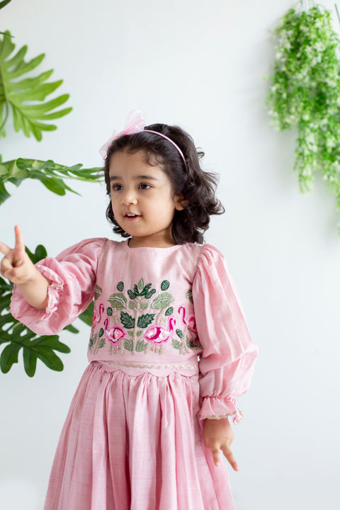 Pink silk lehenga set