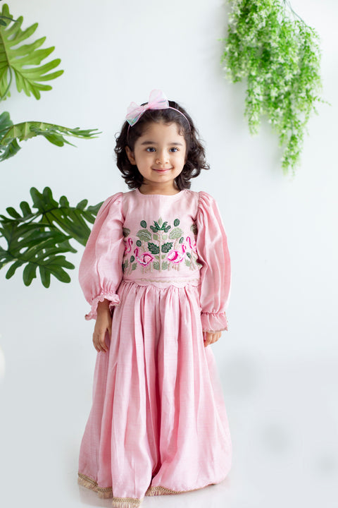 Pink silk lehenga set