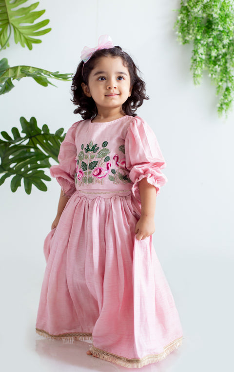 Pink silk lehenga set