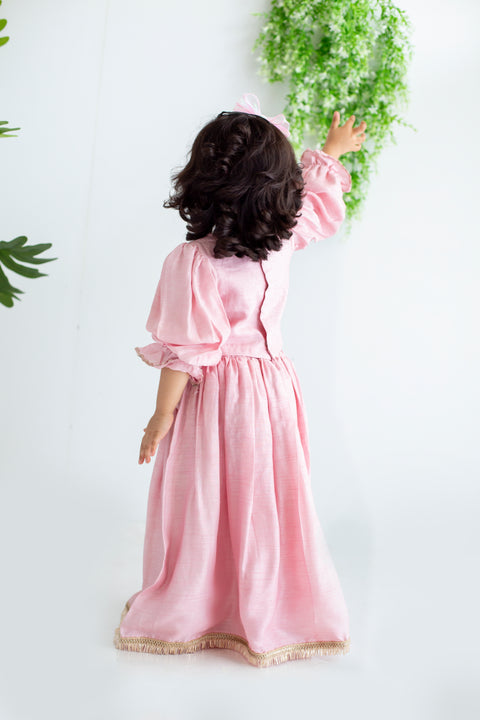 Pink silk lehenga set