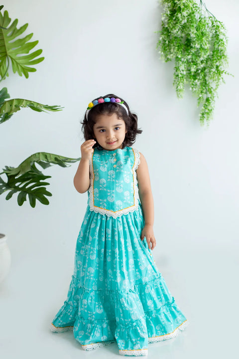 Blue kurta and dhoti &  Blue Tiered Lehenga