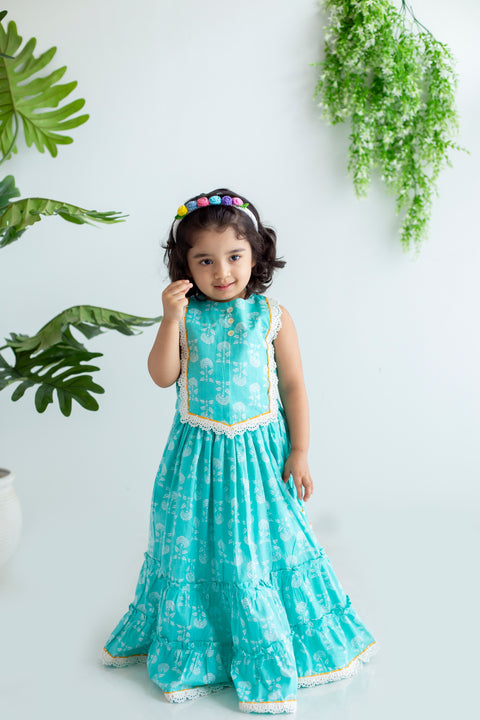 Blue Tiered Lehenga