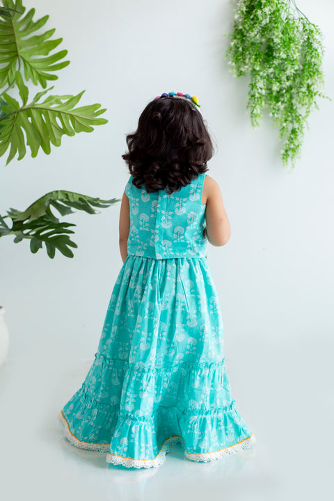 Blue Tiered Lehenga