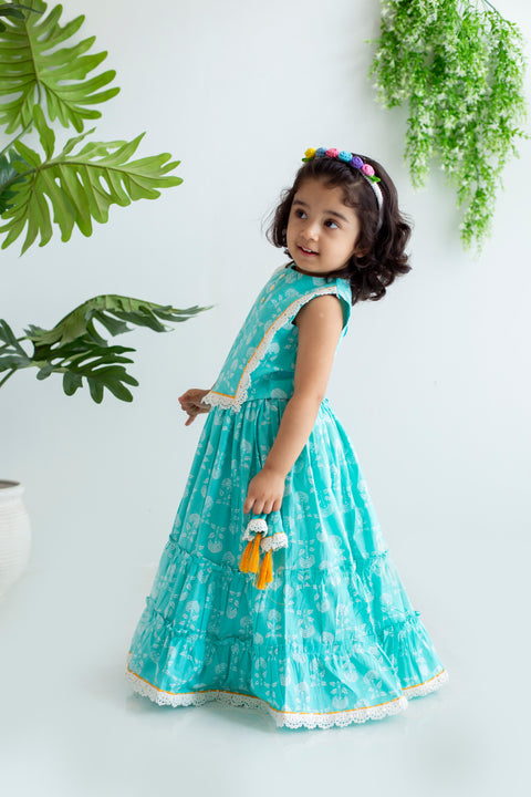 Blue Tiered Lehenga