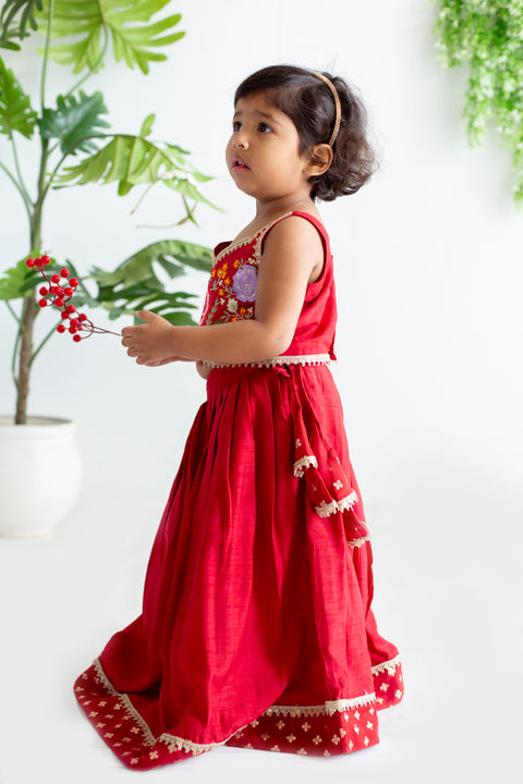 Red Silk lehenga set