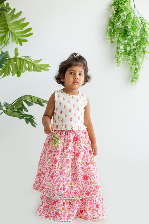 White Pink lehenga set