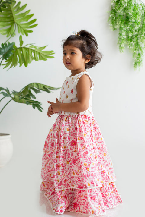 White Pink lehenga set