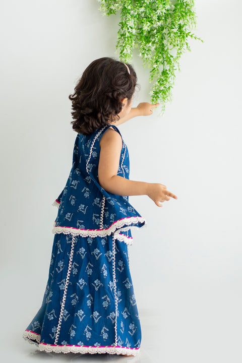 Blue Flared Sharara set