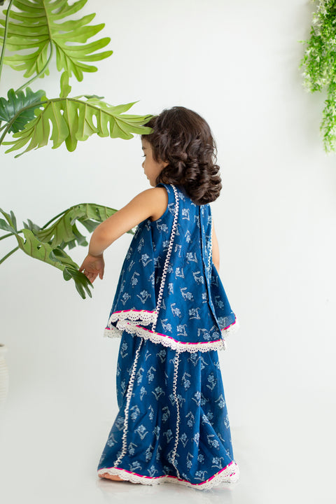 Blue Flared Sharara set