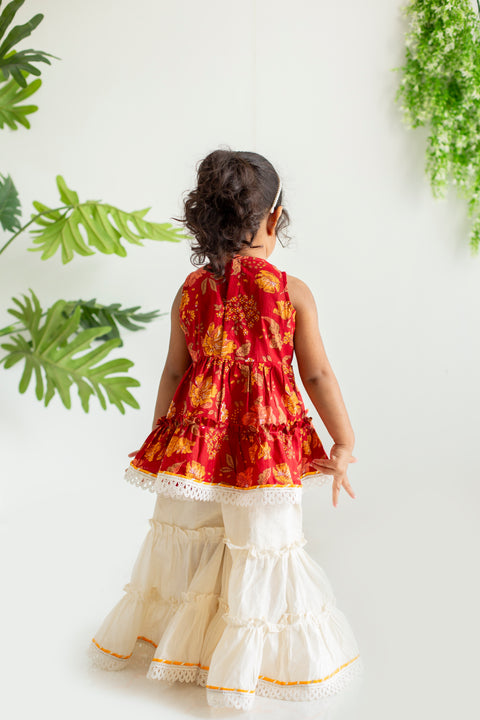 Red Sharara set
