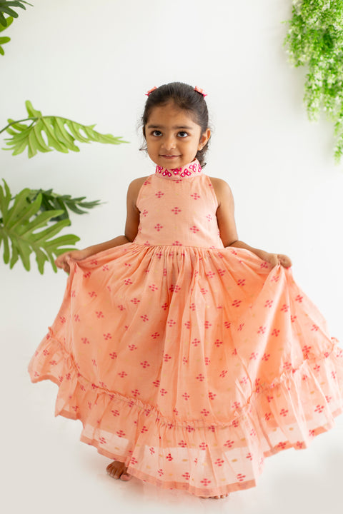 Peach embroidery tunic