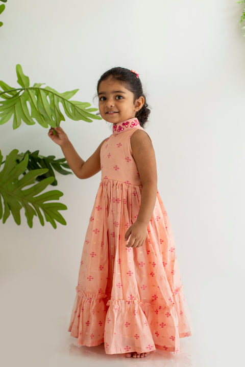 Peach embroidery tunic