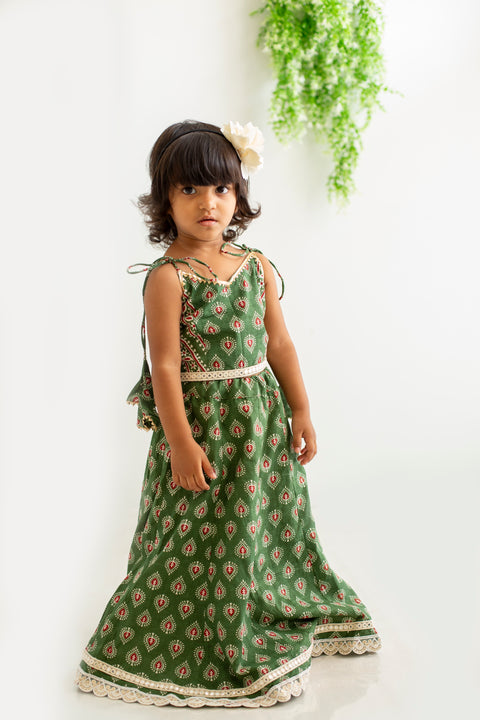 Olive green lehenga set
