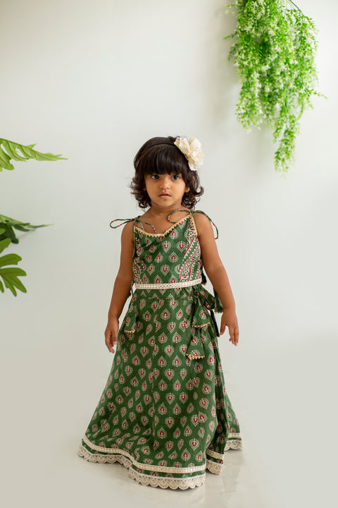 Olive green lehenga set
