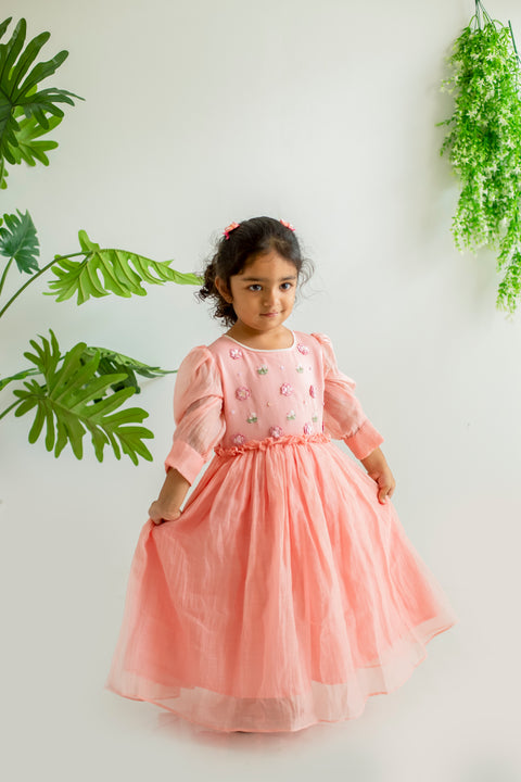 Peach embroidery tunic