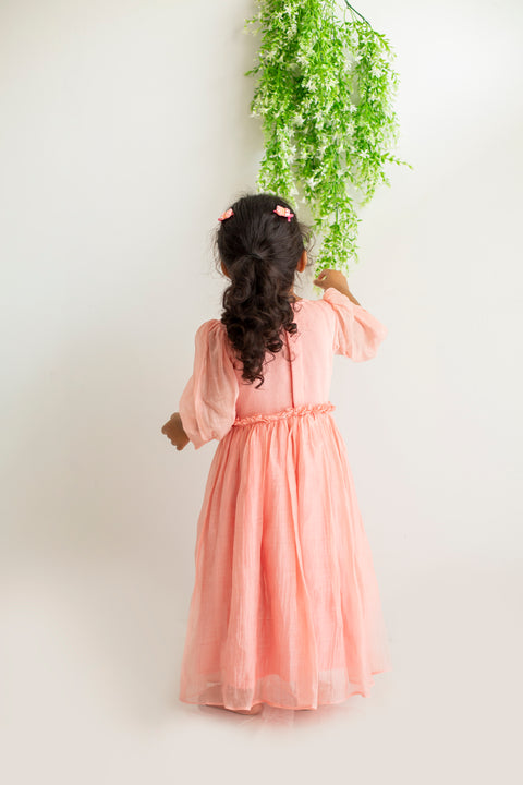 Peach embroidery tunic