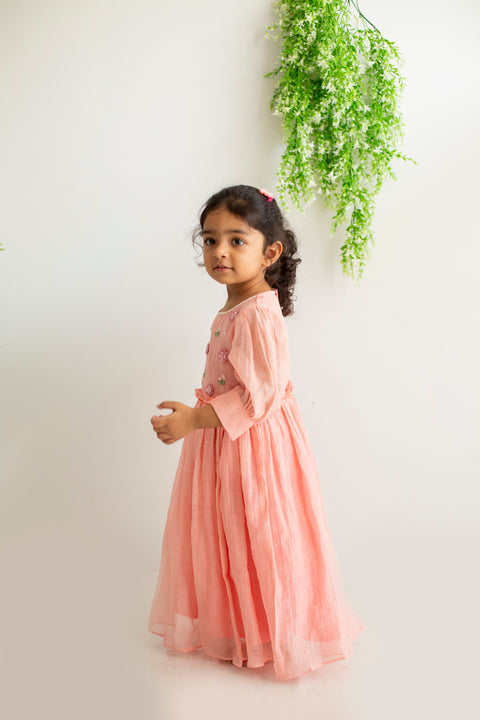 Peach embroidery tunic