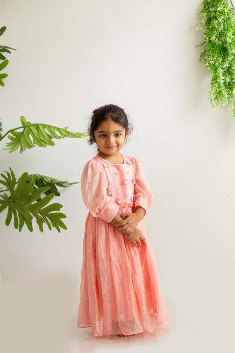 Peach embroidery tunic