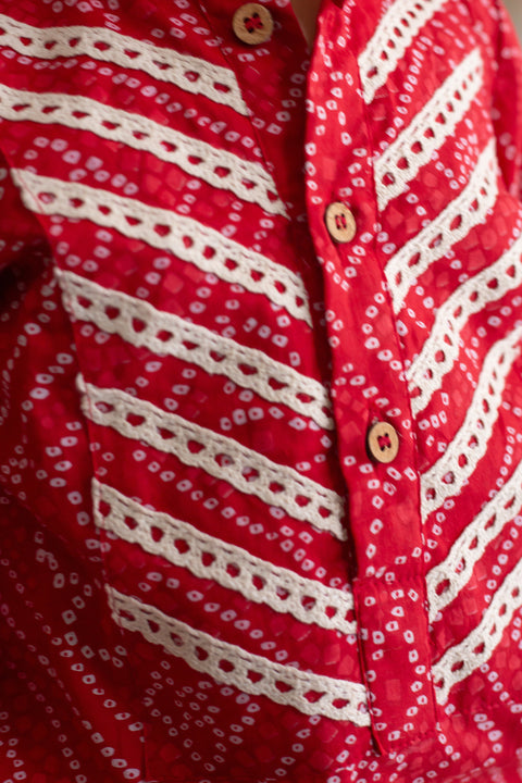 Red bandhini print kurta pajama