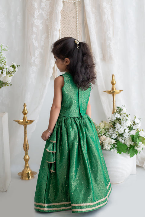 Green embroidery lehenga set
