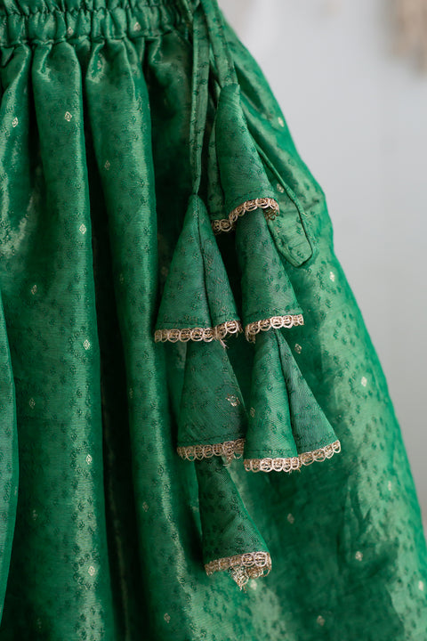 Green embroidery lehenga set