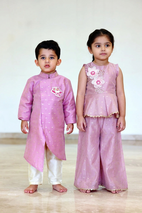 Lilac peplum Set & Lilac Kurta Pajama