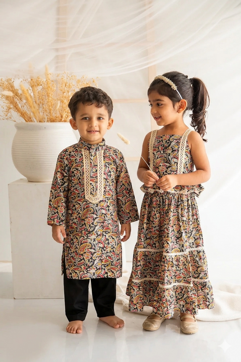 Kalamkari cotton kurta pajama &  Kalamkari Lehenga Set